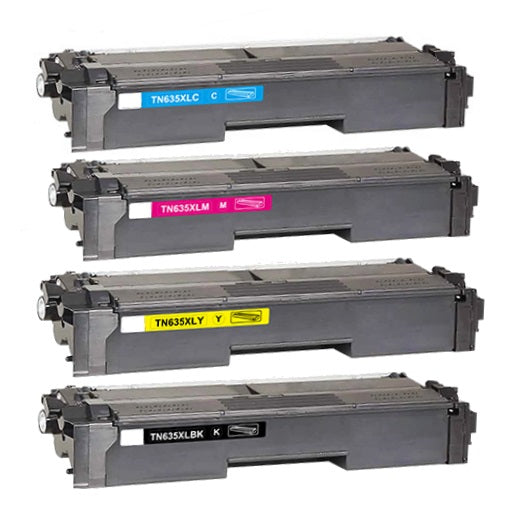 Brother TN635XL Toner Cartridges High Yield Pack of 4 - Compatible
