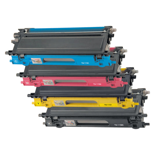 Brother TN115 Toner Cartridges High Yield Pack of 4 - Remanufactured