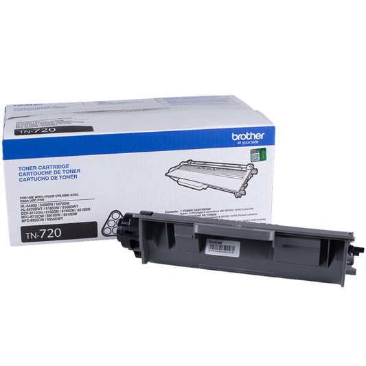 Brother TN720 Black Toner Cartridge - Genuine OEM
