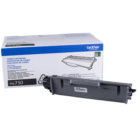 Brother TN750 Black Toner Cartridge High Yield - Genuine OEM
