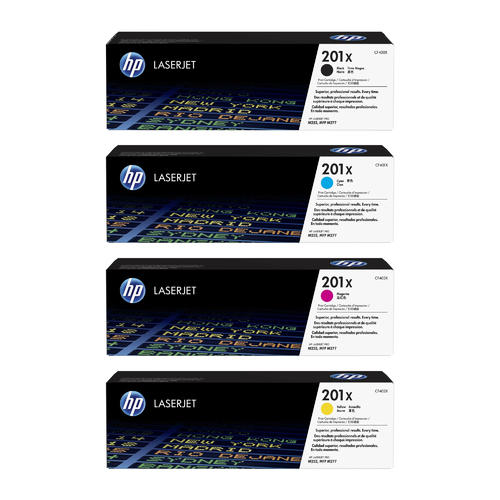 HP 201X Toner Cartridges High Yield Pack of 4 - Genuine OEM