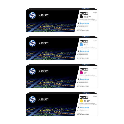 HP 202X Toner Cartridges High Yield Pack of 4 - Genuine OEM