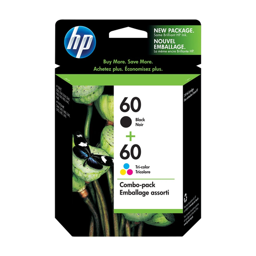 HP 60 Black and Tri-Color Ink Cartridges Pack of 2 - Genuine OEM