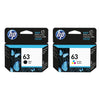 HP 63 Black and Tri-Color Ink Cartridges Pack of 2 - Genuine OEM