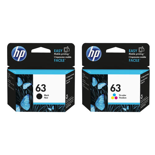 HP 63 Black and Tri-Color Ink Cartridges Pack of 2 - Genuine OEM