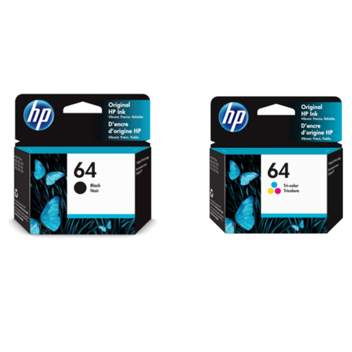 HP 64 Black and Tri-Color Ink Cartridges Pack of 2 - Genuine OEM