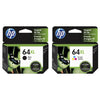 HP 64XL Black and Tri-Color Ink Cartridges High Yield  PACK OF 2 - Genuine OEM