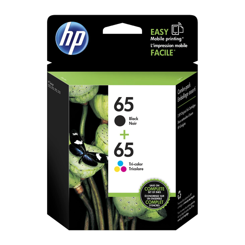 HP 65 Black and Tri-color Ink Cartridges Pack of 2 - Genuine OEM